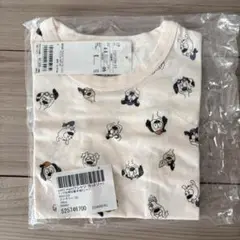 新品☆プティマイン ドッグ総柄切替半袖Tシャツ 100