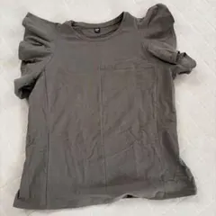 UNIQLO フリルスリーブカットソー ブラウン XL