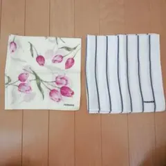 renoma ハンカチ 2枚セット チューリップ柄/ストライプ