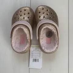 【新品】Crocs グリッター ベビーサンダル ゴールド　15cm