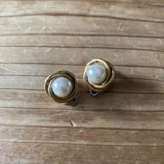 ゴールド パール クリップ式イヤリング