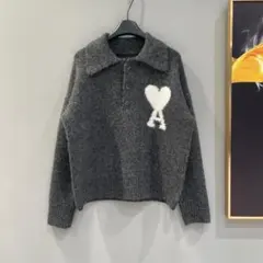 AMI parisグレー ウールポロシャツ AMI PARIS 男女兼用 S