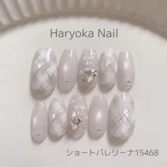 ネイルチップ　現品　サイズオーダー　ワンホン　チェック　ベージュ　量産型　推し活