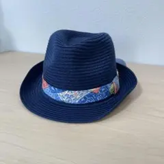 ミキハウス HOT BISCUITS 麦わら帽子 50cm ネイビー