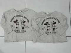 Disney ミッキー＆ミニー 長袖Tシャツ 2枚セット グレー 双子 80