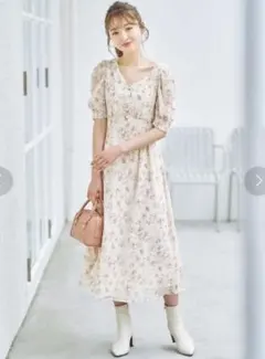 WILLSELECTION花柄パワショルタックワンピース