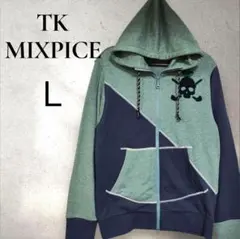 ティーケーミクスパイス パーカー L バイカラー 古着 刺繍 スカル ドクロ