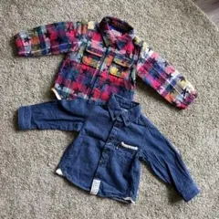 F.O.KIDS&BREEZE チェック柄・デニムシャツセット 90cm