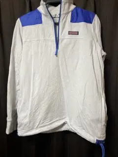 ハーフジップトレーナー ホワイト/ブルー