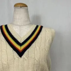 F233 used カラフル ライン ニット ベスト ジレ トップス