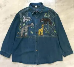 ブルーデニム 刺繍 ワッペン デニムシャツ