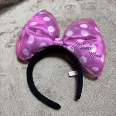 ミニーマウスサイン入り 水玉模様 カチューシャ