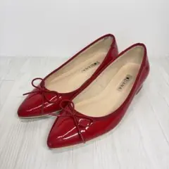 【美品】DIANA ダイアナ エナメル フラットパンプス リボン 赤 22cm
