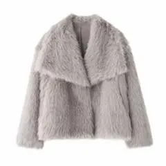 shein ファーコート ジャケット カーキ