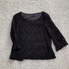 UNITED ARROWS Rhythm of Life 黒レーストップス七分袖