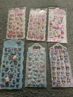 カラフルキャラクターシール6シートセット　お尻シール　肉球シール　ぷくぷくシール