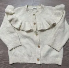 H&M フリル付きカーディガン 12-18M アイボリー　86