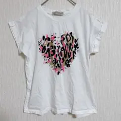 【リナシメント】ハート型プリント 半袖Tシャツ ホワイト ストレッチ M