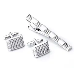 ストライプがお洒落♡高級感あり！シルバーカフス＆タイピンセット꙳★*゜