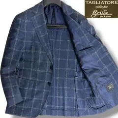 J7187 美品 タリアトーレ ブリッラ別注ウインドーペーンシルク混ジャケットのサムネイル