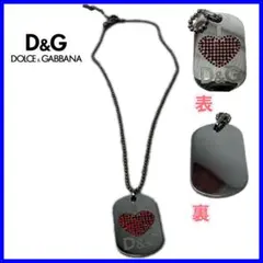 ドルチェ＆ガッバーナ　シルバータグプレート ハートラインストーンネックレス