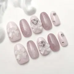 【S】ネイルチップ リボン 韓国 ハート マグネット ウィッシュコア 量産