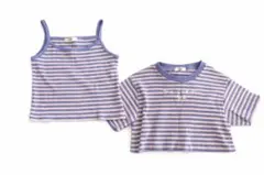 【最終値下げ】ALGY ストライプ重ね着トップス