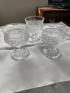 昭和レトロなガラス製デザートカップ 3個セット