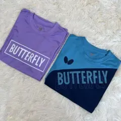 BUTTERFLY バタフライ 卓球ウェア Tシャツ ネイビー&パープル 2枚