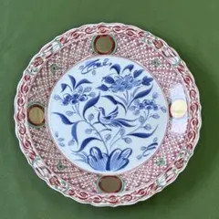 未使用　たち吉 金彩赤絵花鳥画 大皿　飾り皿 和食器 色絵 染付 パーティー皿