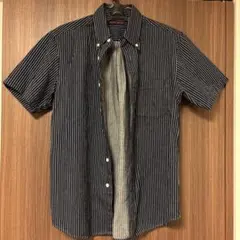 ハリウッドランチマーケットBLUE/BLUE ストライプ 半袖シャツ