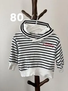 【Cottoli】春時期最適なベビーセーラー襟 ストライプ トレーナー80㎝