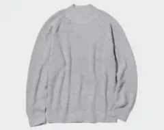 美品　UNIQLO ミドルゲージモックネックセーター L グレー　ユニクロ