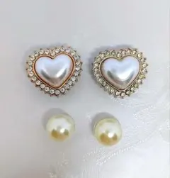 ジビッツ クロックス シューチャーム　ハート 人工パール　4点 W