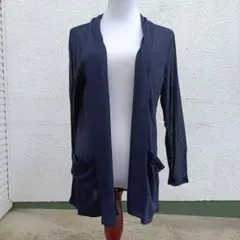 （新品未使用）ネイビー 長袖 カーディガン ポケット付き
