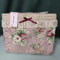 ファブリック　ボックス　バッグ　小物入れ　薔薇　布製品　カゴ　バスケット　ローズ