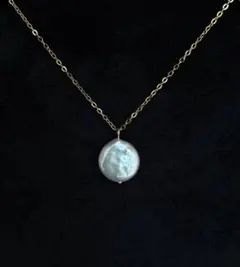 コイン型 淡水真珠 シンプル ネックレス ゴールド 金属アレルギー対応