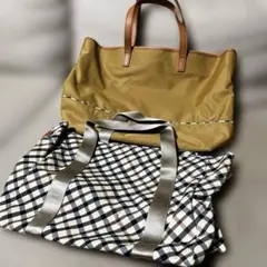 DAKS ベージュ トートバッグ　 チェックバックインバックセットのサムネイル