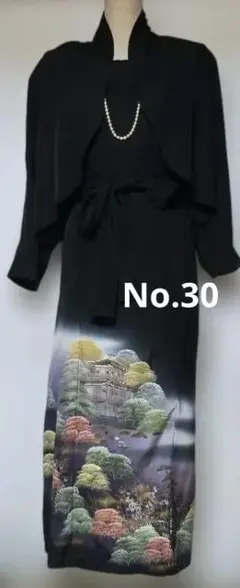 黒留袖 リメイクボレロ付きロングドレス 花車 牡丹 菊 結婚式 和装