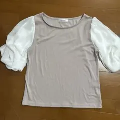 パフスリーブベージュ　カットソー