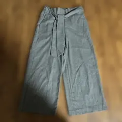 ZARA グレー ウエストリボン付き ワイドパンツ XS