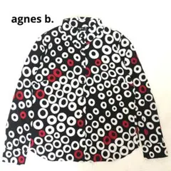 良品✨アニエスベー 長袖シャツ ブラック×ホワイト　総柄 希少デザイン