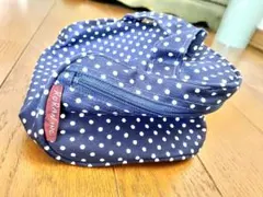 【美品】RORAN INC. ブルー系 水玉 四角っぽい 不思議ポーチ