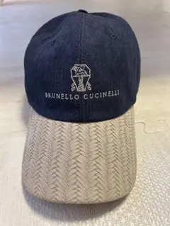 BRUNELLO CUCINELLI 刺繍キャップ ネイビー/ベージュ