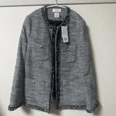 ノーカラーツイードジャケット 40/L