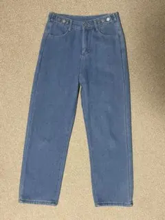 デニム　裏起毛　パンツ　M ブルー　暖パン　ジーンズ