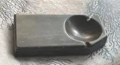 ビンテージ　黒&青緑　鉱石　天然素材　木の化石 大理石　灰皿　小物入れ