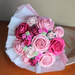 折り紙　バラ　薔薇　花束　ブーケ　ペーパーフラワー　かすみ草　ピンク系