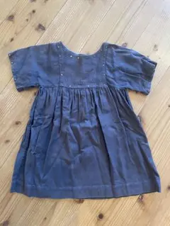 ボンポワン ダークグレー スタッズ付き ワンピース