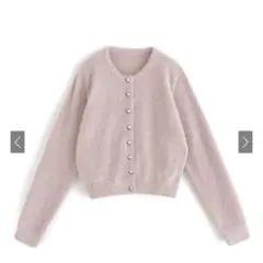 グレイルgrlラメフェザーニットカーディガン[kz443]ピンクパールボタン